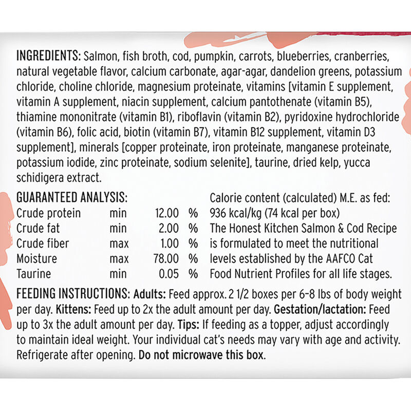 The Honest Kitchen, C&acirc;t&eacute;&trade; Grain Free Salmon & Cod P&acirc;t&eacute; - 79.4 g - Wet Cat Food image number null