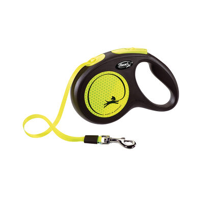 Flexi, Classic Tape Leash - Black/Neon Yellow - 5 m