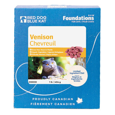 Red Dog Blue Kat, Foundations Venison 4x0.25lb  - Frozen Cat Food