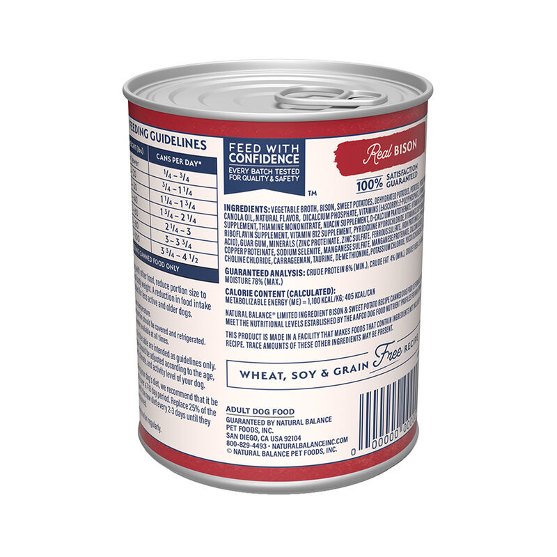 Natural Balance, Can, Adult - LI Bison & Sweet Potato - 368 g - Wet Dog Food image number null