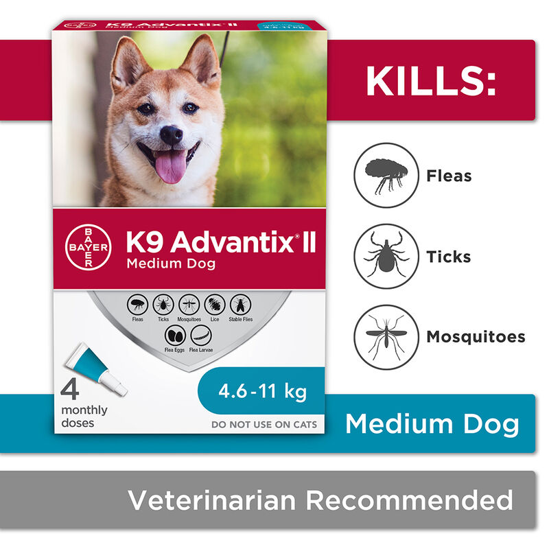 K9 Advantix II, Medium Dog Flea & Tick Treatment & Protection, 4.6-11kg image number null