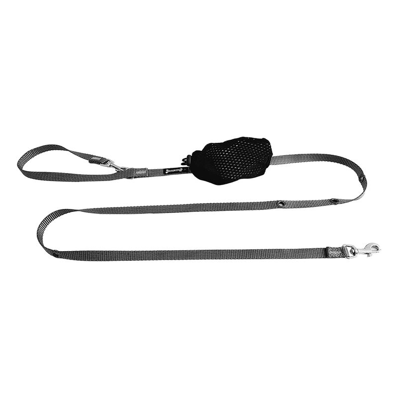 Smoochy Poochy, Nylon Hands Free Leash - Charcoal - 5/8" x 6' image number null