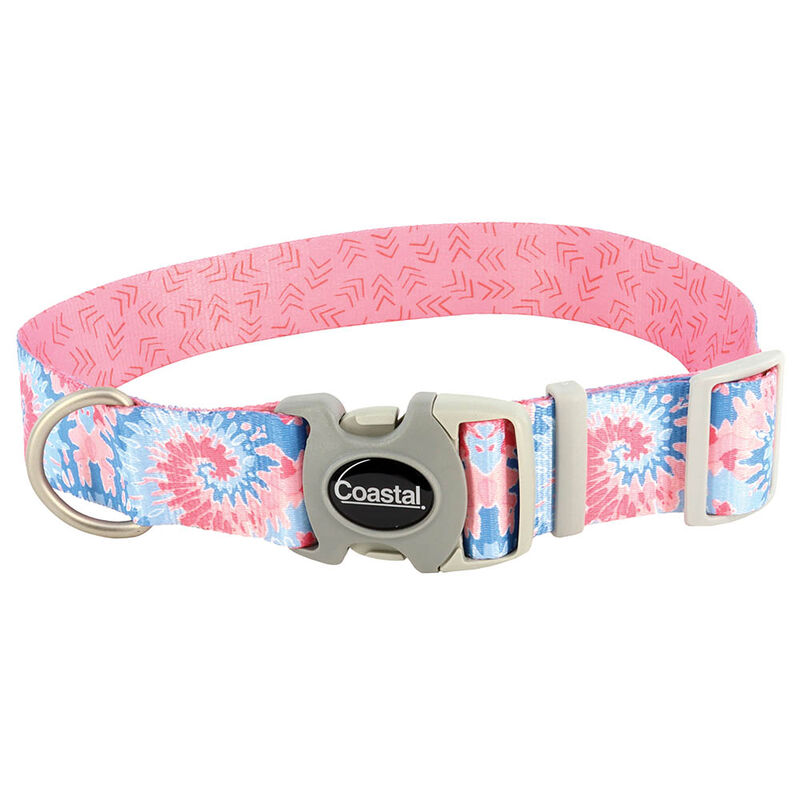 Adjustable Dog Collar, Pink Tie Dye with Pink Arrows, Medium - 1" x 12"-18" image number null