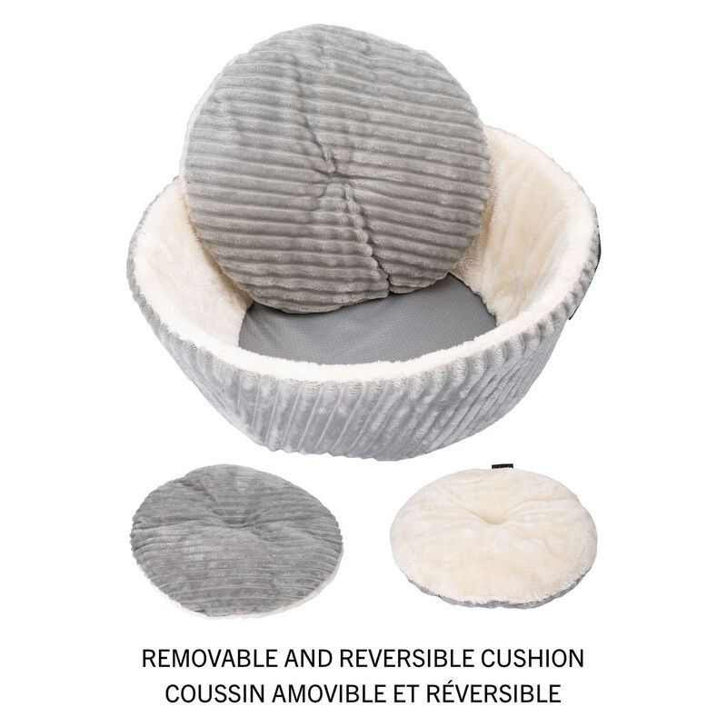 Brigade Wide Stripe Faux Fur Basket - Grey image number null