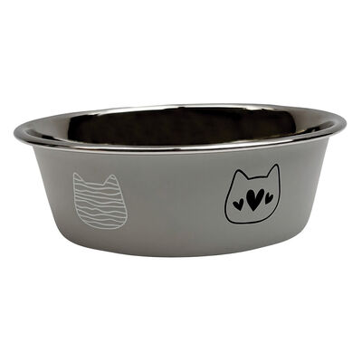 Brigade Printed Cat Bowl -  Light Gray