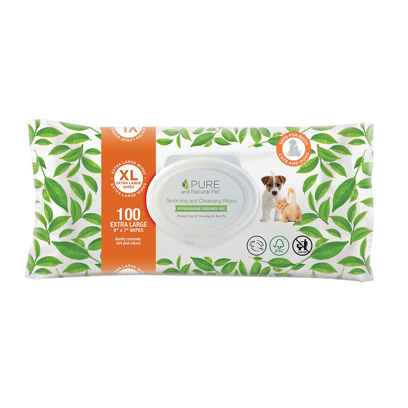Pure and Natural Pet, Multi-Pet Grooming and Cleansing Wipes - Unscented - 100 ct image number null