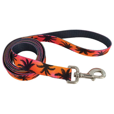 Dog Leash, Sunset Palms with Black Grid, Medium/Large - 1" x 6'