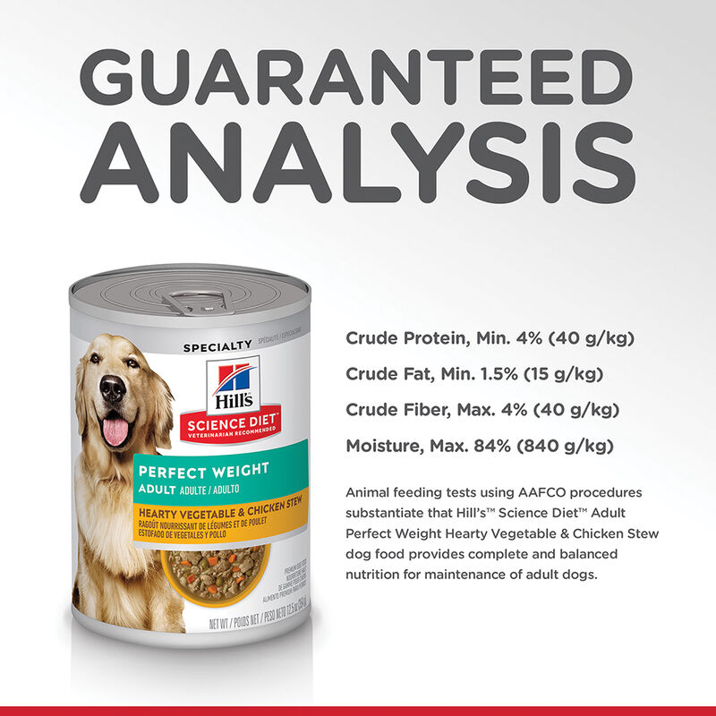 Science Diet, Adult Perfect Weight Hearty Vegetable & Chicken Stew Canned Dog Food for healthy weigh image number null