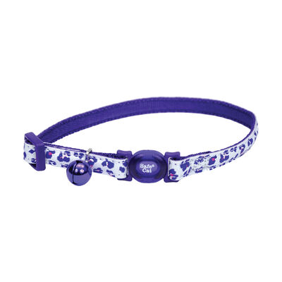 Cat Collar Adjustable Breakaway - Glow Purple Leopard 3/8x8-12"
