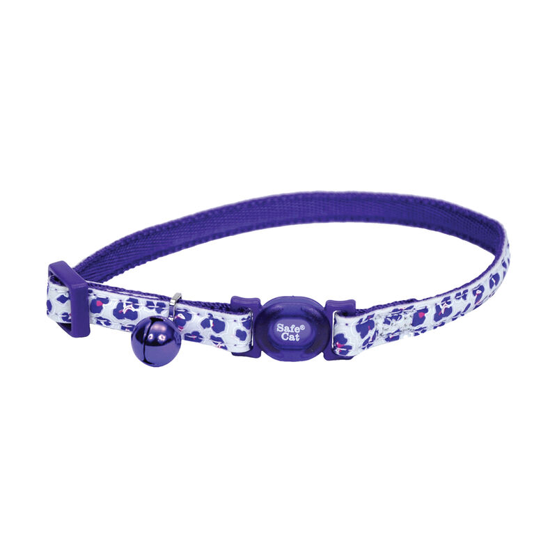 Cat Collar Adjustable Breakaway - Glow Purple Leopard 3/8x8-12" image number null