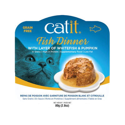 Catit, Grain Free - Fish Dinner with Layer of Whitefish & Pumpkin in Gravy - Wet Cat Food