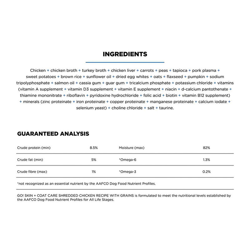GO! SOLUTIONS, SKIN + COAT CARE Shredded Chicken Recipe for dogs - Wet Dog Food image number null