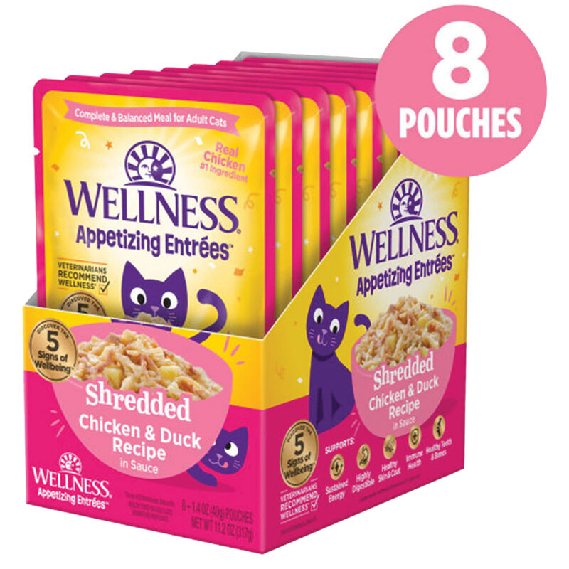 Wellness, Appetizing Entr&eacute;e - Shredded Chicken & Duck in Sauce - Wet Cat Food image number null