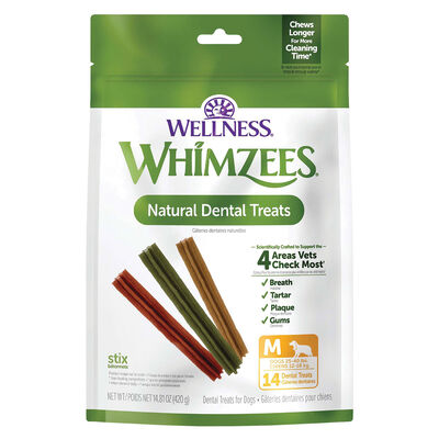 Whimzees, Dental Treat, Stix Value Pouch - Medium - 14 Pc