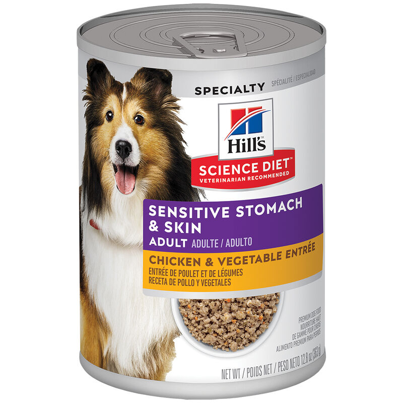 Science Diet, Adult Sensitive Stomach & Skin Chicken & Vegetable Entr&eacute;e Canned Dog Food, 363 g - Wet image number null