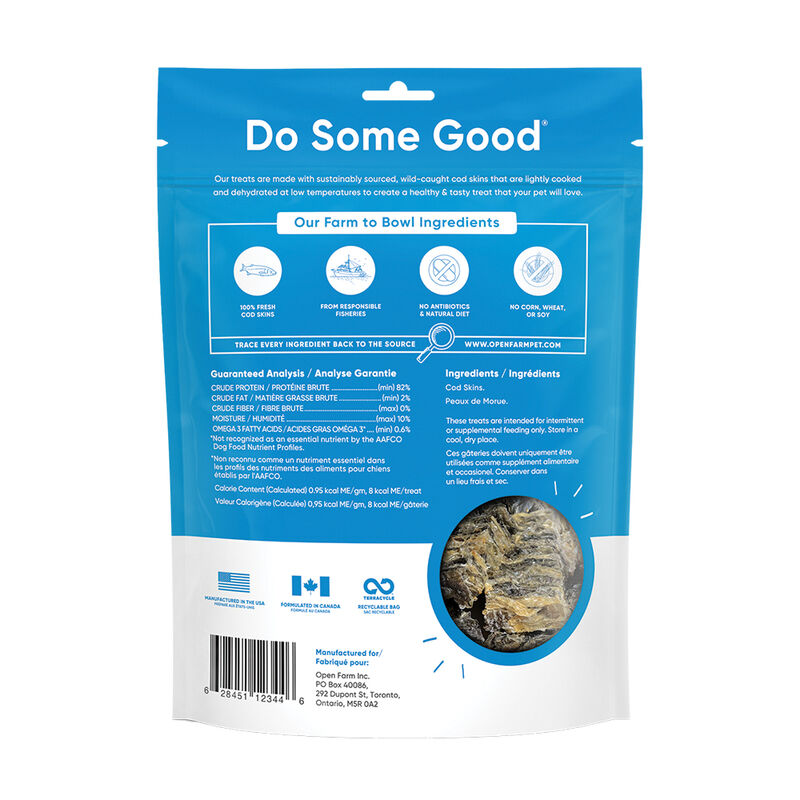 Open Farm, Dehydrated Cod Skin Dog Treats - 64 g - Dog Treat image number null