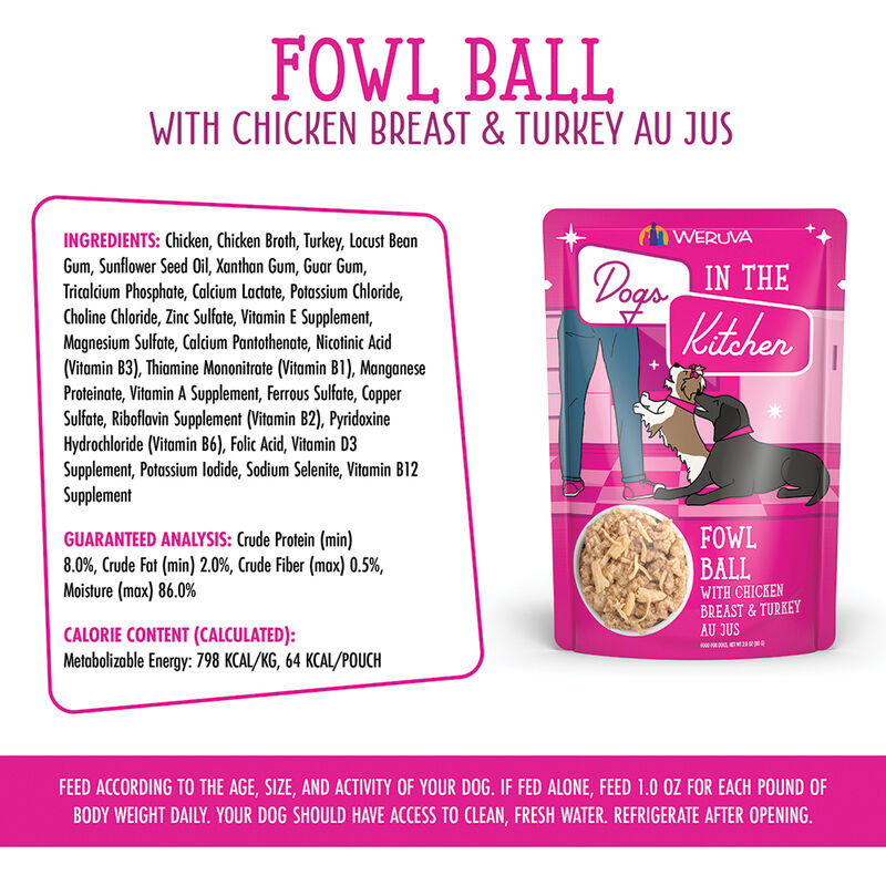 Weruva, Pouch, Adult - Fowl Ball - 80 g - Minced - Wet Dog Food image number null