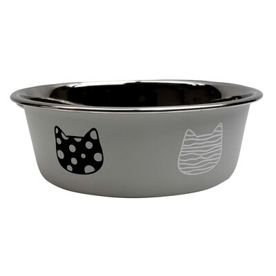 Brigade Printed Cat Bowl -  Light Gray