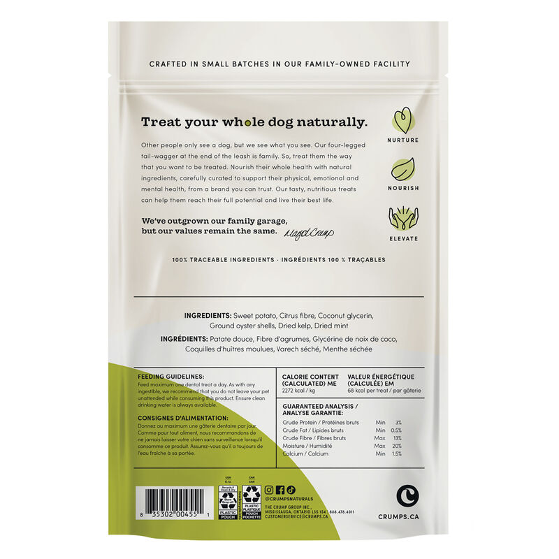 Crumps' Naturals, Plaque Busters - Advanced Double Fresh Kelp Dental Sticks - 10 pk - 270 g - Dog Tr image number null