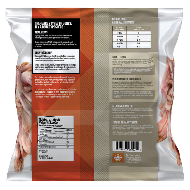 Big Country Raw, Raw Duck Feet - .45 kg - Frozen Dog Food image number null
