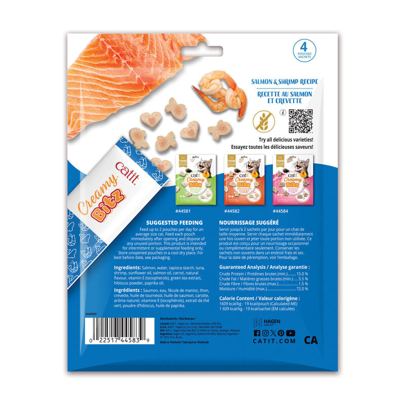 Catit, Creamy Bitz Salmon & Shrimp Recipe &ndash; 4x12 g Cat Treat image number null