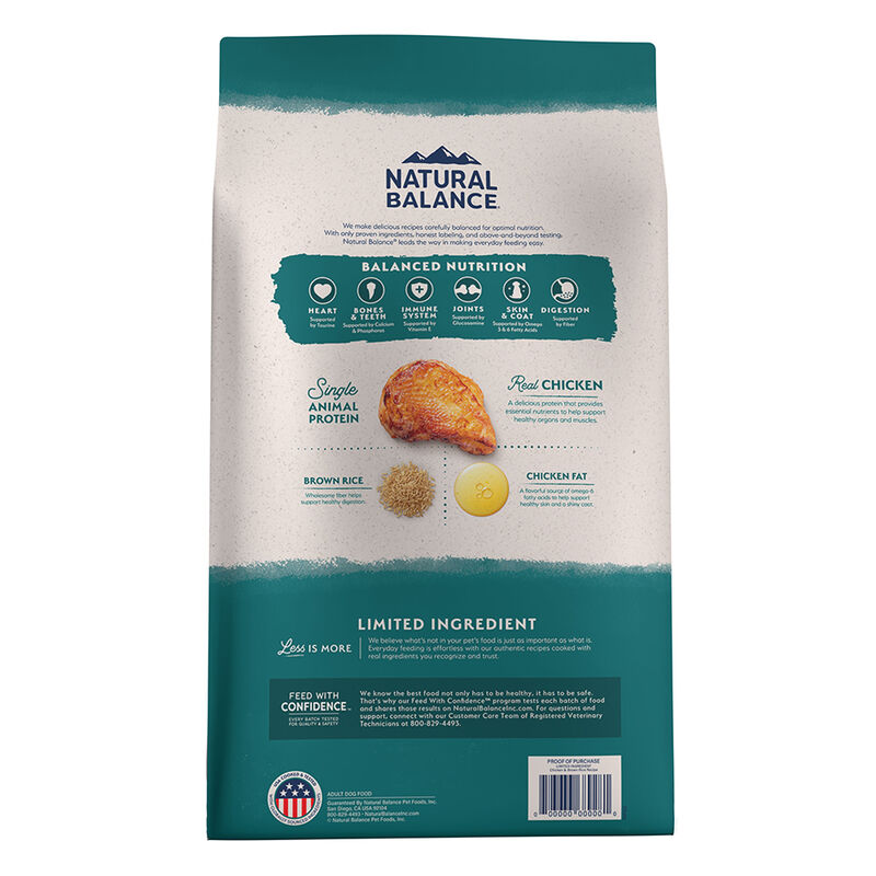 Natural Balance, Adult LID - Chicken & Brown Rice - 10.8 kg image number null