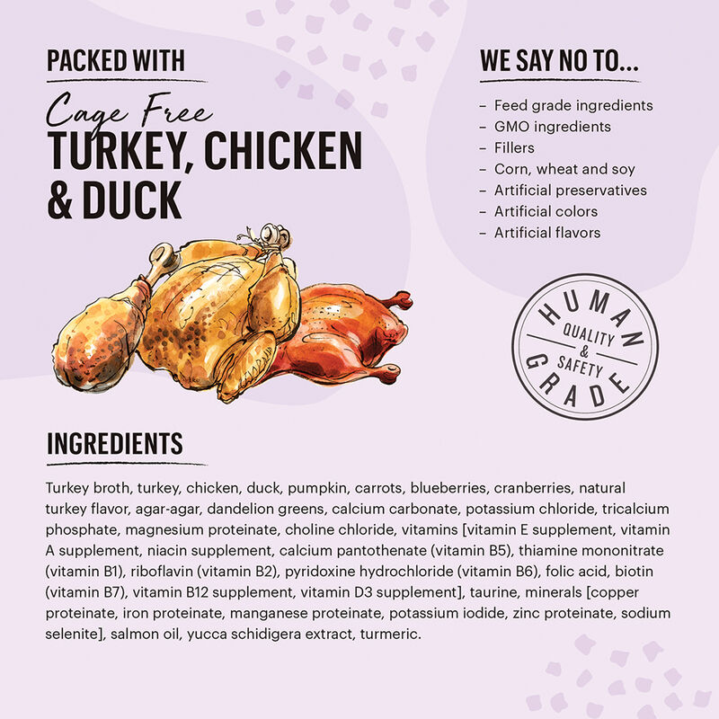 The Honest Kitchen, Feline Adult - Grain Free Minced Chicken, Turkey & Duck in Bone Broth Gravy - 79 image number null