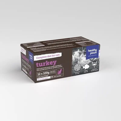 Healthy Paws, Feline Complete - Turkey - 1.2 kg (12 x 100 g)