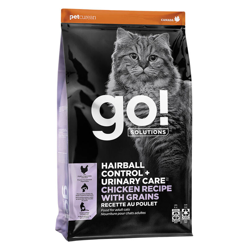 GO! SOLUTIONS,  Feline Adult - Hairball Control & Urinary Care - Chicken with Grains - Dry Cat Food image number null