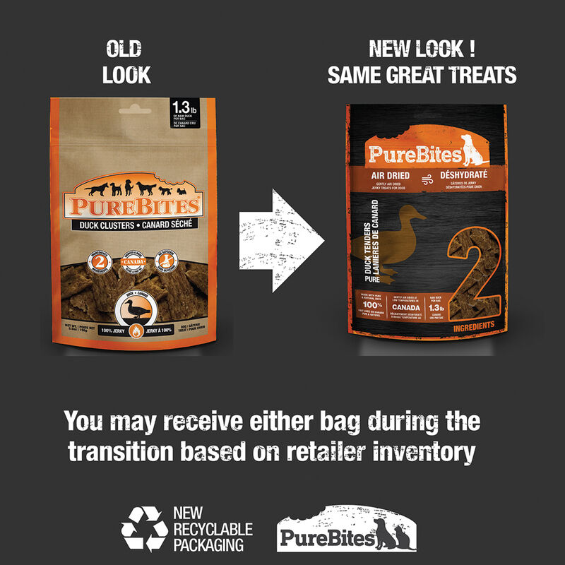 PureBites, Mid Size Treats - Duck Jerky - 156 g - Freeze Dried Dog Treat image number null