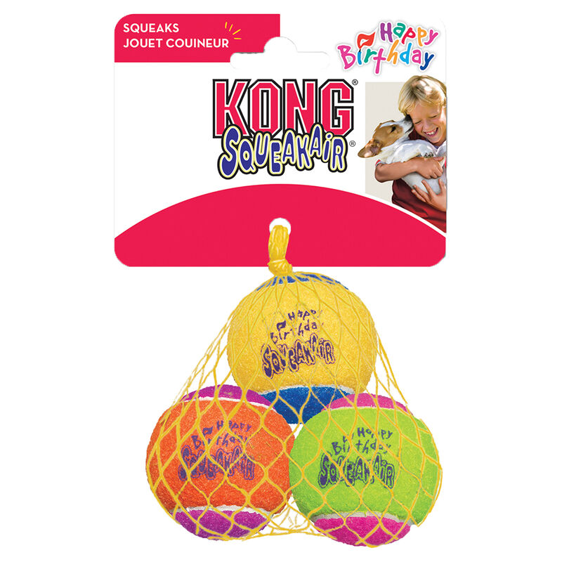 KONG, SqueakAir&reg; Birthday Balls Md - 3pk - Toss Dog Toy image number null