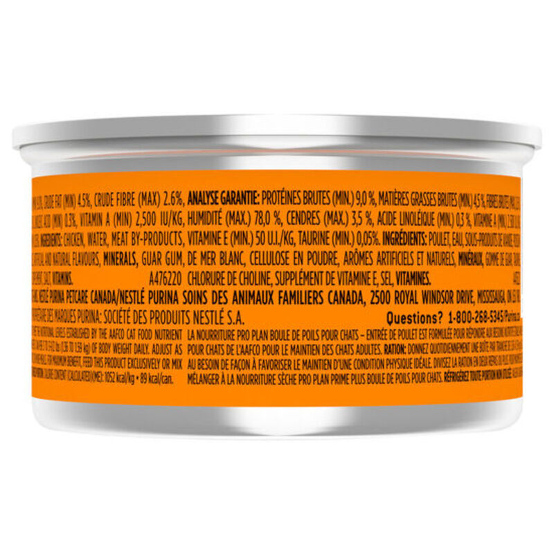 Pro Plan, Hairball Control - Chicken Entr&eacute;e - Wet Cat Food image number null