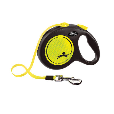 Flexi, Classic Tape Leash - Black/Neon Yellow - 5 m