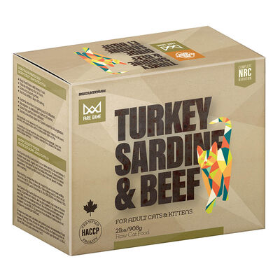 Big Country Raw, Fare Game, Turkey & Sardine w/ Beef - .9 kg - Frozen Cat Food