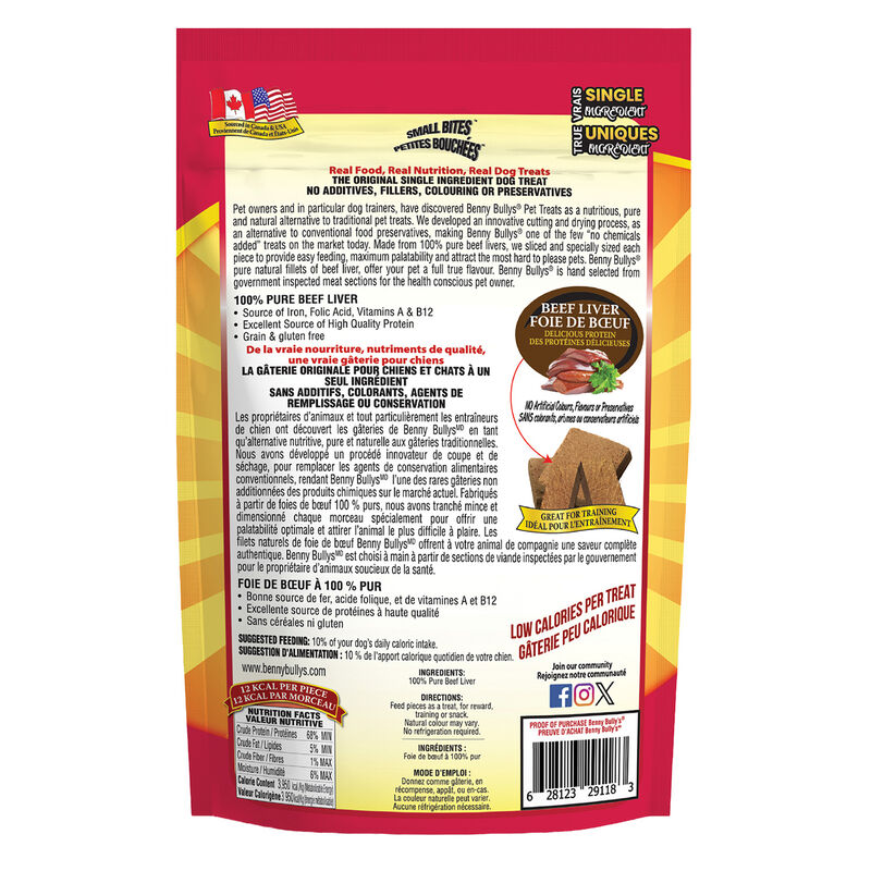 Benny Bully's, Liver Chops Small Bites - 260 g - Freeze Dried Dog Treat image number null