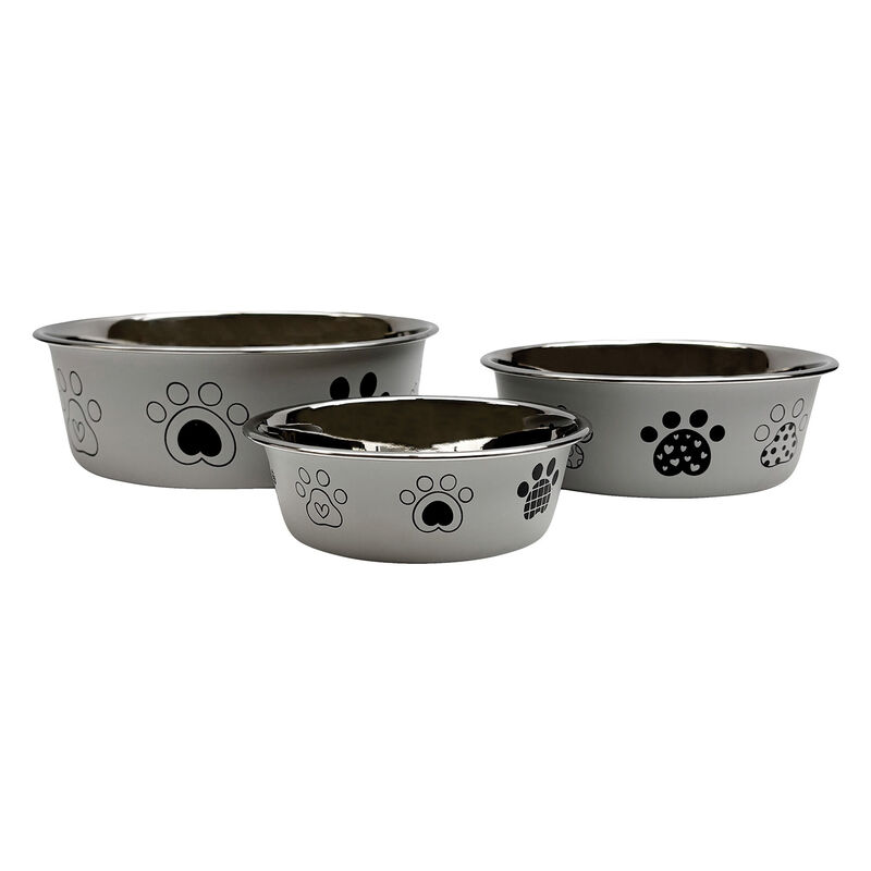 Brigade Printed Dog Bowl - Light Gray image number null