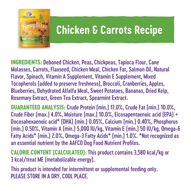 Wellness, Just for Puppy, Chkn&Carrots Crunchy Treats - 6 oz - Dog Treat image number null