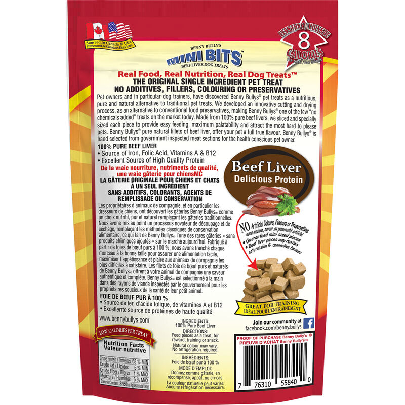 Benny Bully's, Mini Bits&nbsp;- Beef Liver - 50 g - Dog Treat image number null