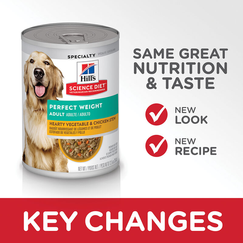 Science Diet, Adult Perfect Weight Hearty Vegetable & Chicken Stew Canned Dog Food for healthy weigh image number null