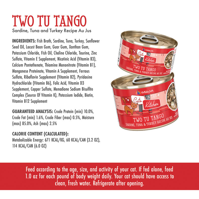 Weruva, Can Feline - Two Tu Tango - Sardine,Tuna&Trky-170g - Minced - Wet Cat Food image number null