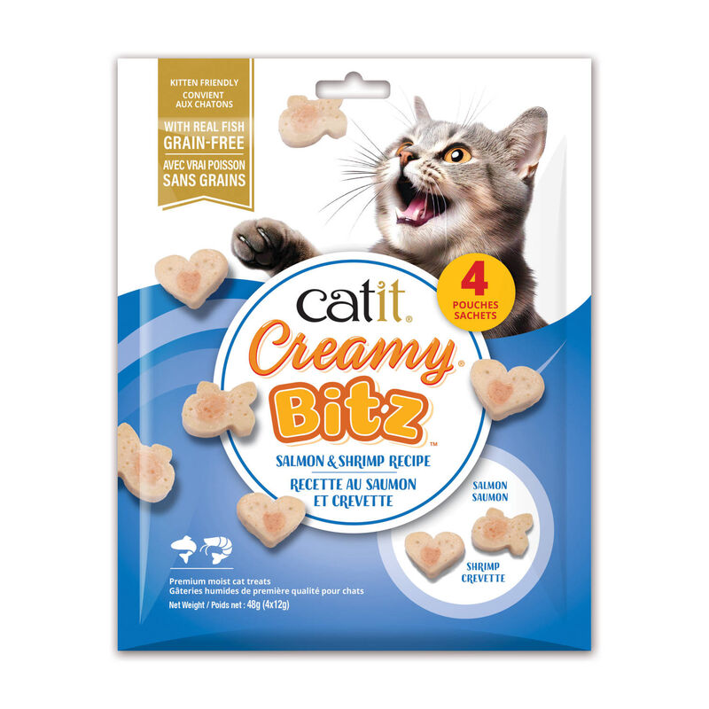 Catit, Creamy Bitz Salmon & Shrimp Recipe &ndash; 4x12 g Cat Treat image number null