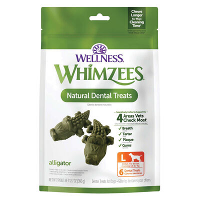 Whimzees, Dental Treat, Alligator Value Pouch - Large - 6 Pc