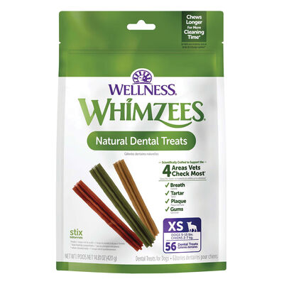 Whimzees, Dental Treat, Stix Value Pouch - X-Small - 56 Pc