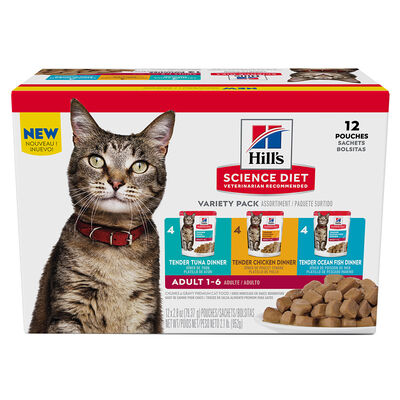 Science Diet, Adult Tender Dinners Wet Cat Food Variety 12 Pack - 80g - Wet Cat Food