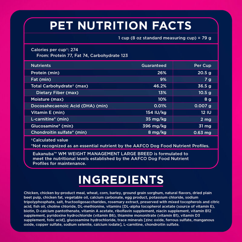 Eukanuba, Weight Management Large Breed - Dog Dry Food image number null