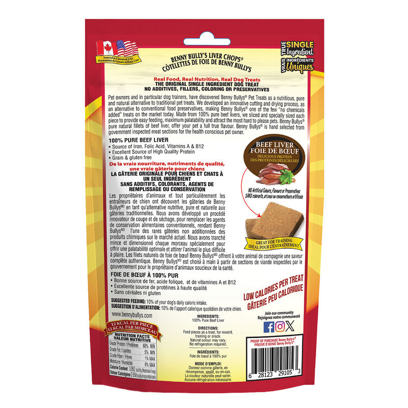 Benny Bully's, Liver Chops - Freeze Dried Dog Treat image number null