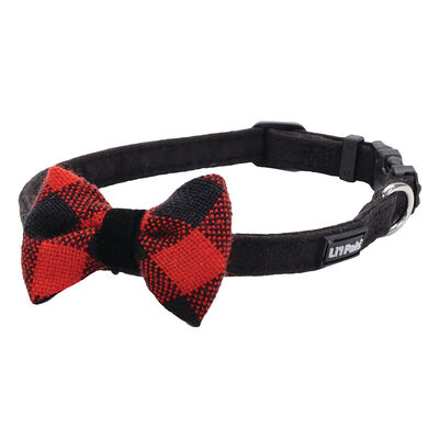 Microfiber Collar, Black with Plaid, Petite Small - 3/8" x 8"-12"
