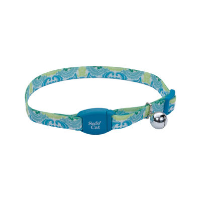 Cat Collar Adjustable Breakaway Magnetic Teal Peacock3/8 x 8-12"