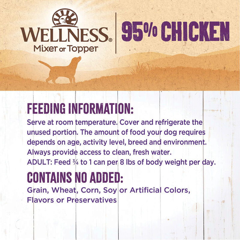 Wellness, Canned Dog Food, Mixers & Toppers, 95% Chicken - 13 oz - Wet Dog Food image number null