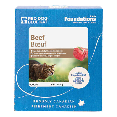 Red Dog Blue Kat, Foundations Beef 4x0.25lb - Frozen Cat Food